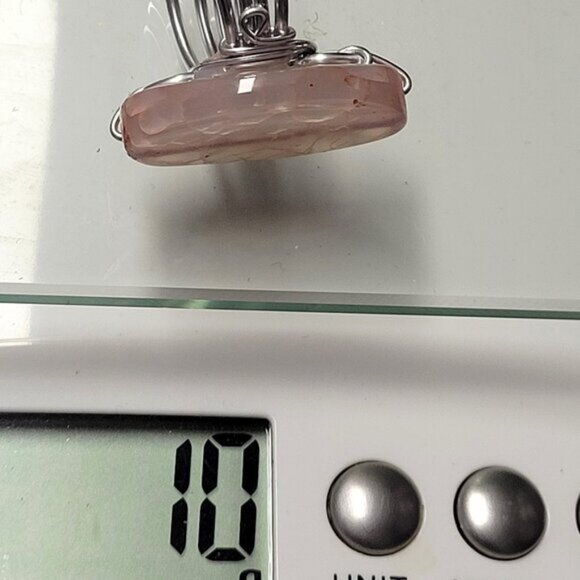 Pink Gemstone Ring with Veins Adjustable Band - Unique, One Of A Kind - Picture 10 of 11